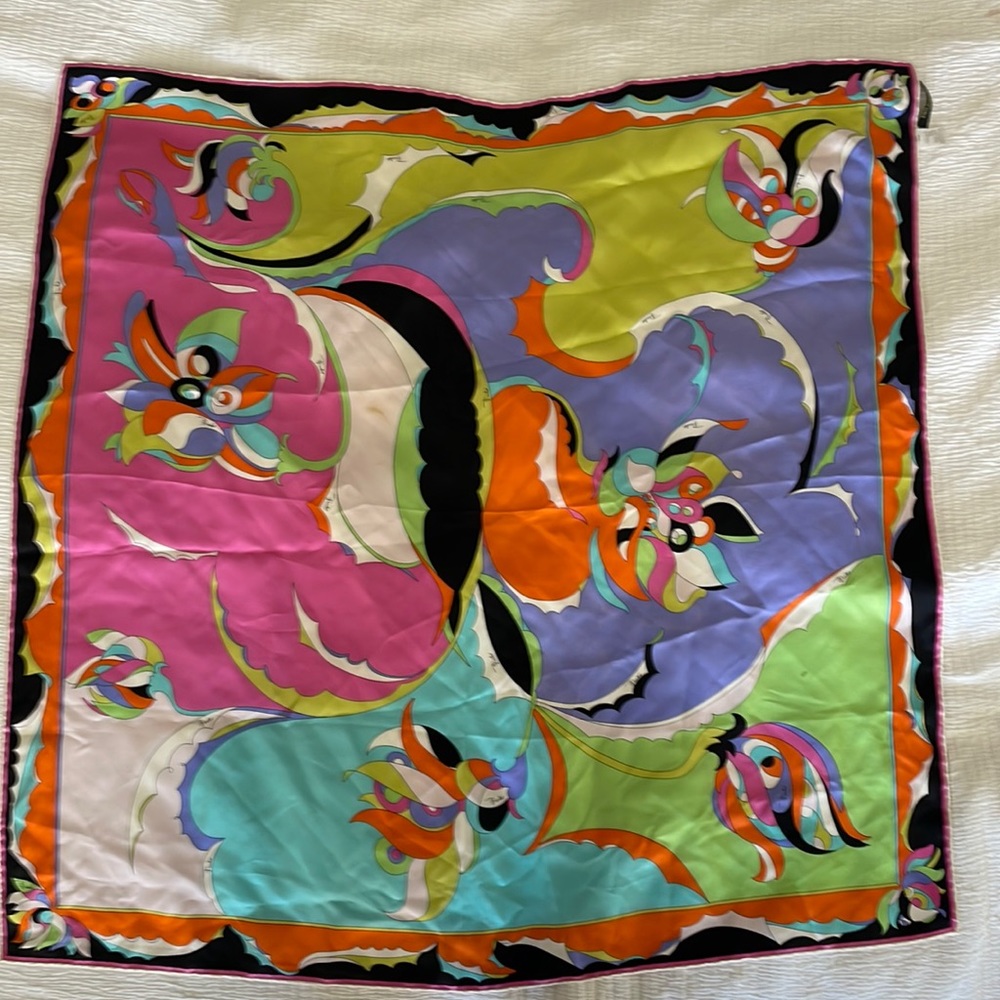 Pucci 100% silk scarf 34” x 34”. Made in Italy